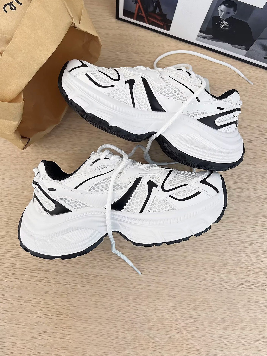 

LULU & SKY Women Chunky PU Sneakers, White