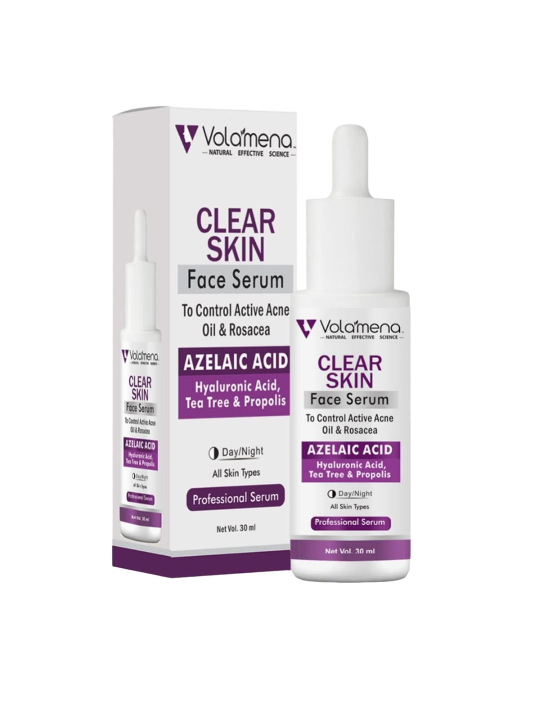 

Volamena Clear Skin Azelaic Acid & Tea Tree Oil Professional Face Serum- 30ml, White