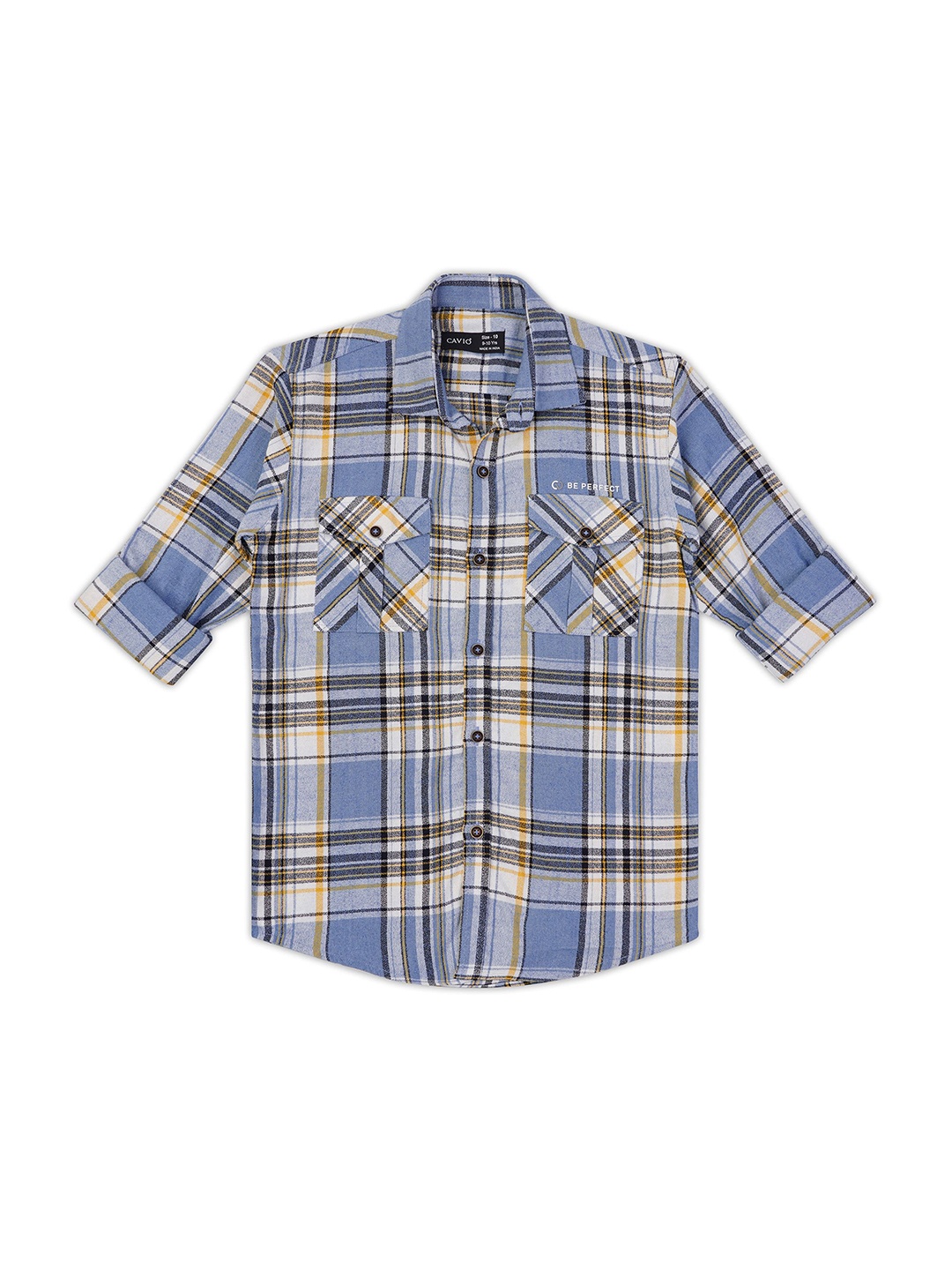 

CAVIO Boys Comfort Spread Collar Tartan Checked Cotton Casual Shirt, Yellow