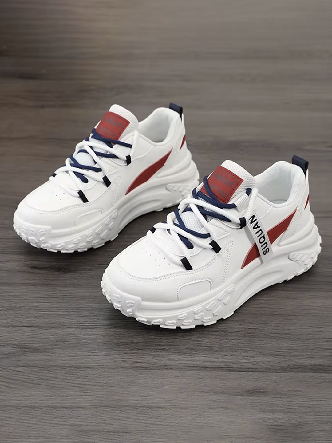

LULU & SKY Women Woven Design PU Lace-Ups Sneakers, White