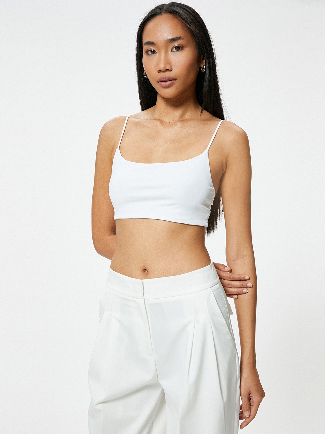 

Koton Women Solid Shoulder Straps Nylon Top, White
