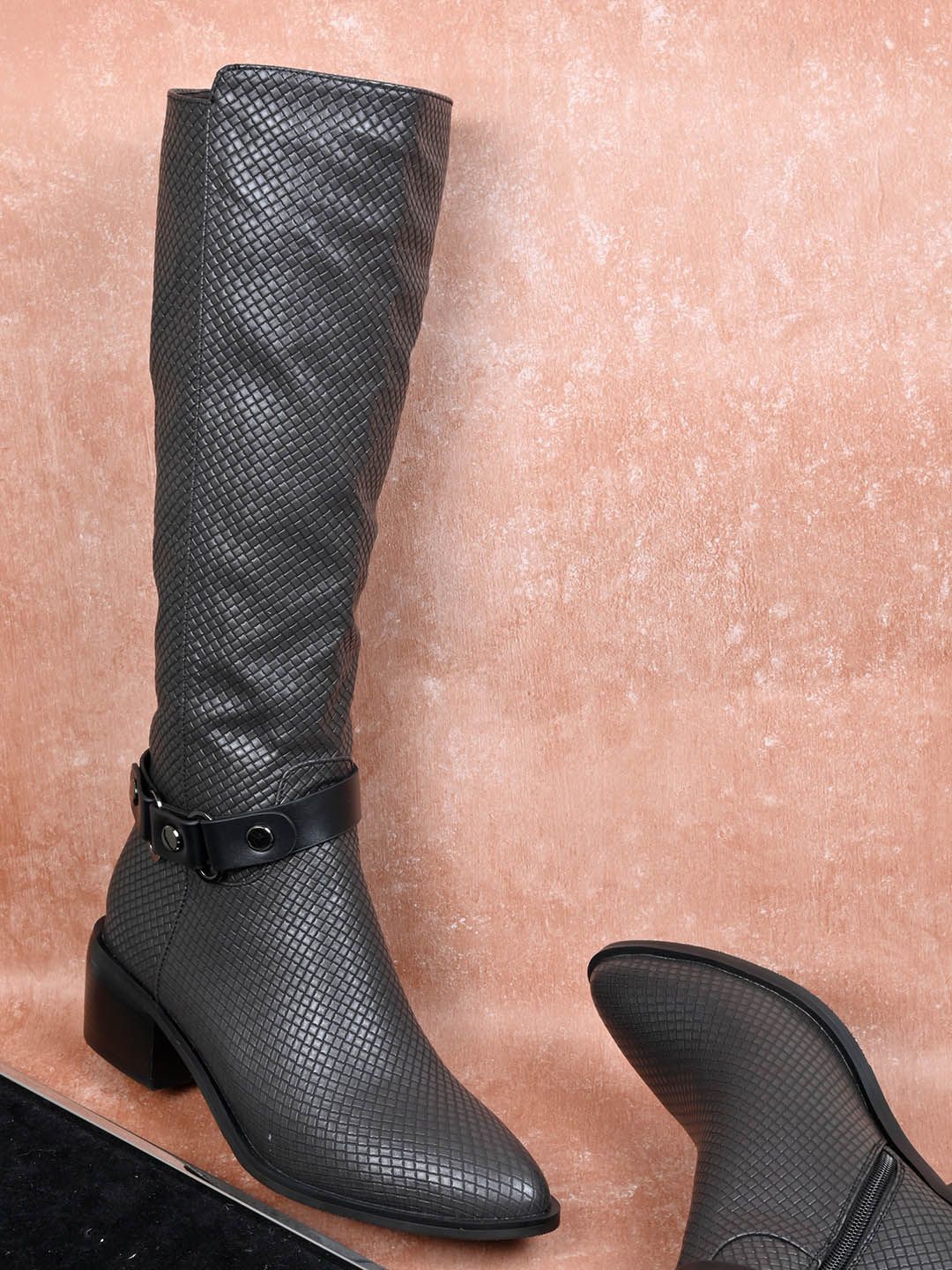 

Ronnie Grey Women Casual Block-Heeled Regular Boots