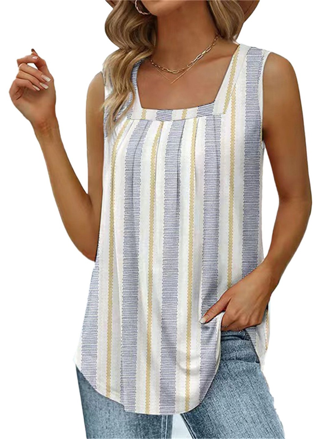 

StyleCast Women Striped Scoop Neck Top, White