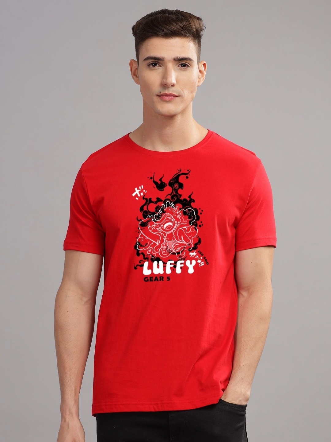

ADRO Men Typography Printed Applique T-shirt, Red