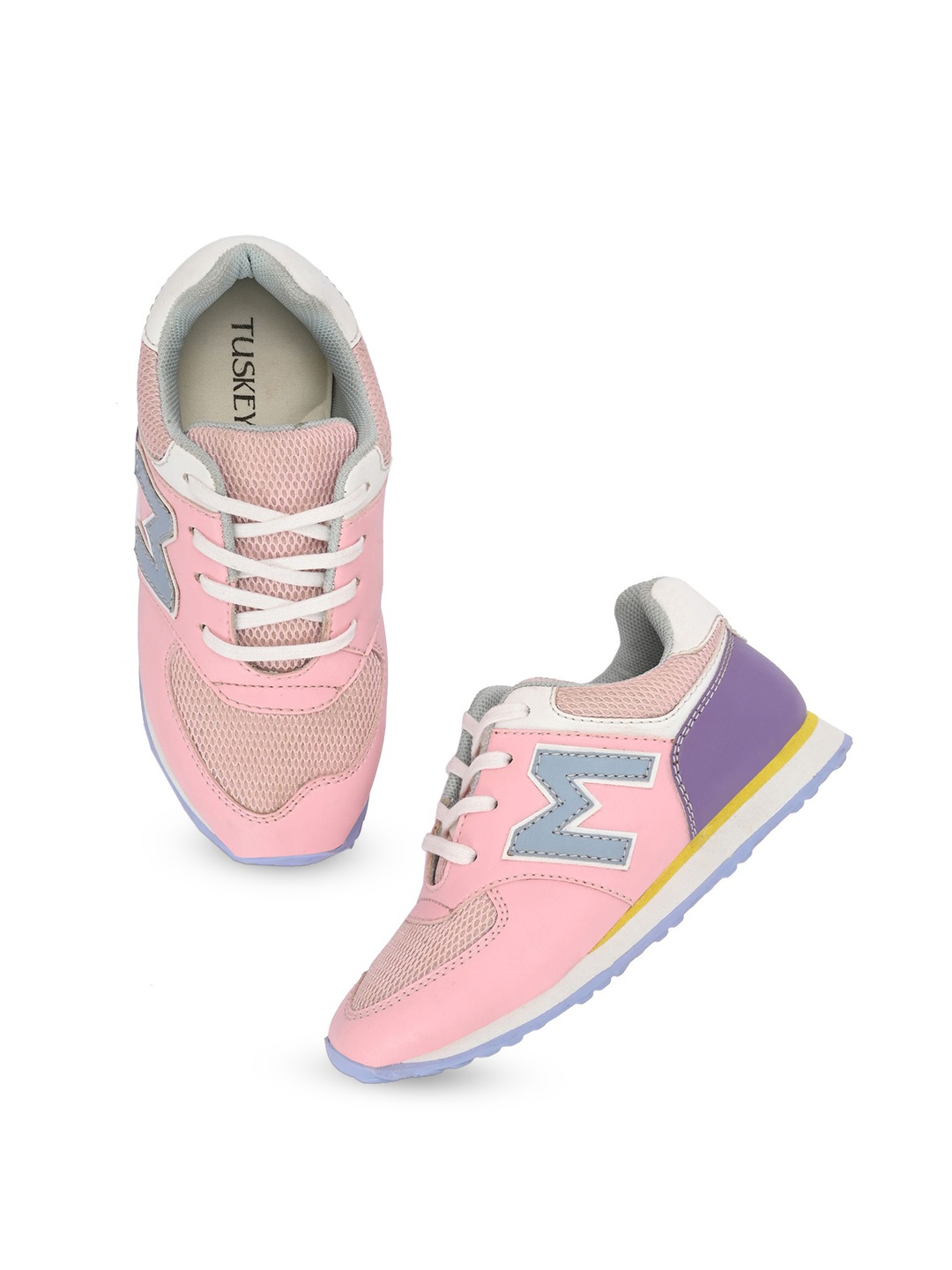 

TUSKEY Girls Colourblocked Lace-up Shoes, Pink
