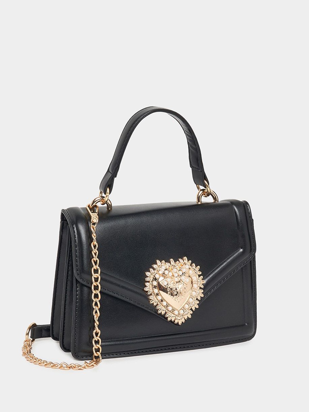 

Styli Embellished Structured Satchel, Black