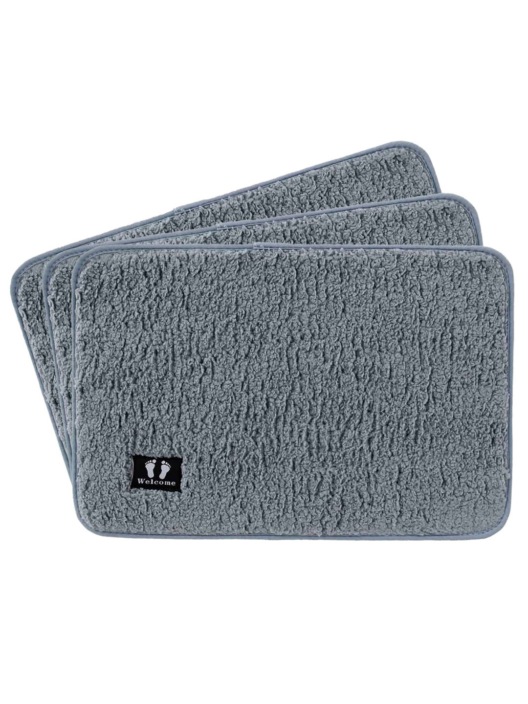 

Kuber Industries Grey 3 Pieces 240 GSM Anti Skid Bath Rugs