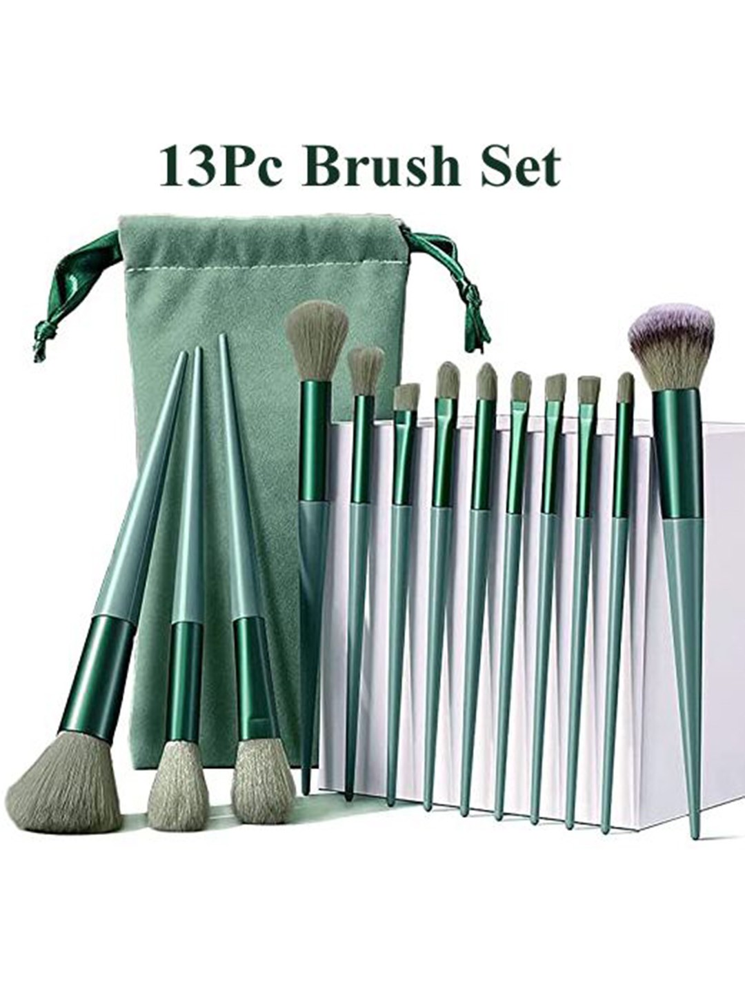

Yoana Set Of 13 Makeup Brushes With Case, Green