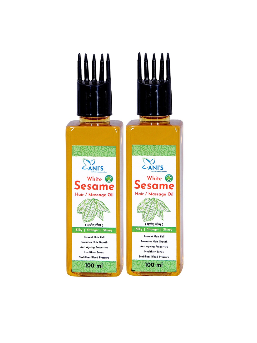 

ANI'S Set Of 2 White Sesame Hair Oil For Strong & Silky Hairs - 100ml Each, Orange