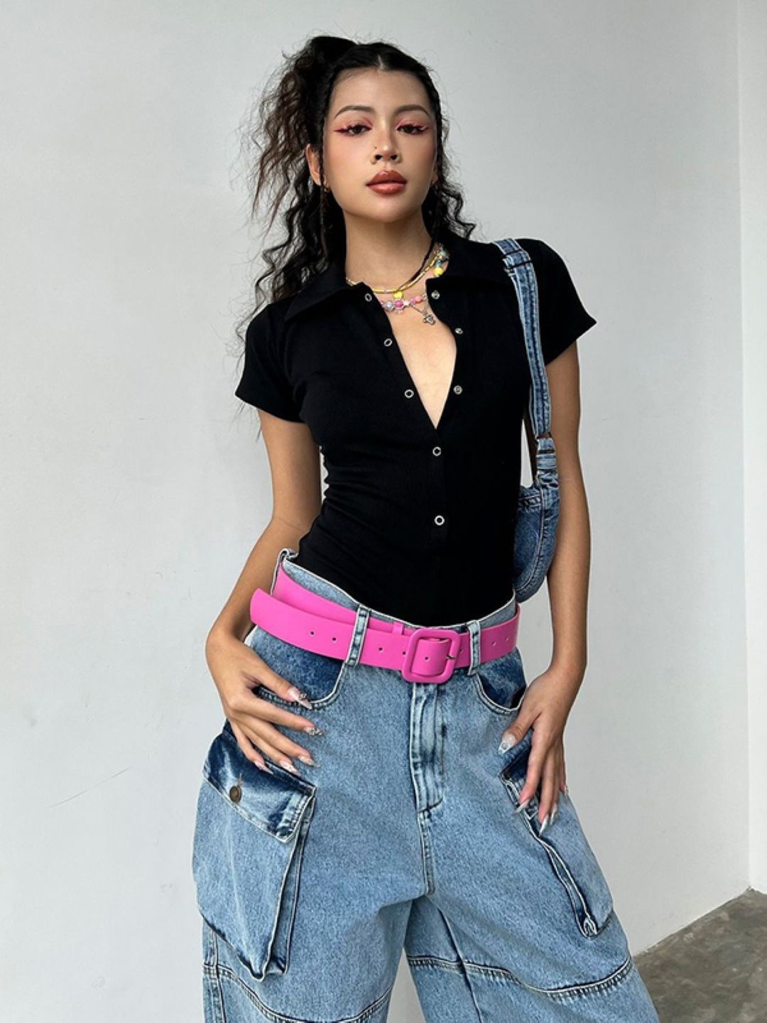 

StyleCast Solid Short Sleeves Jumpsuit, Black