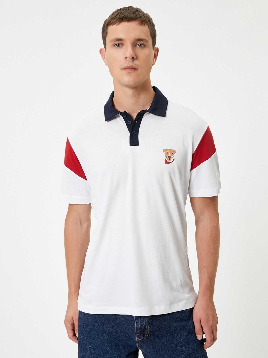 

Koton Men Polo Collar Applique T-shirt, White