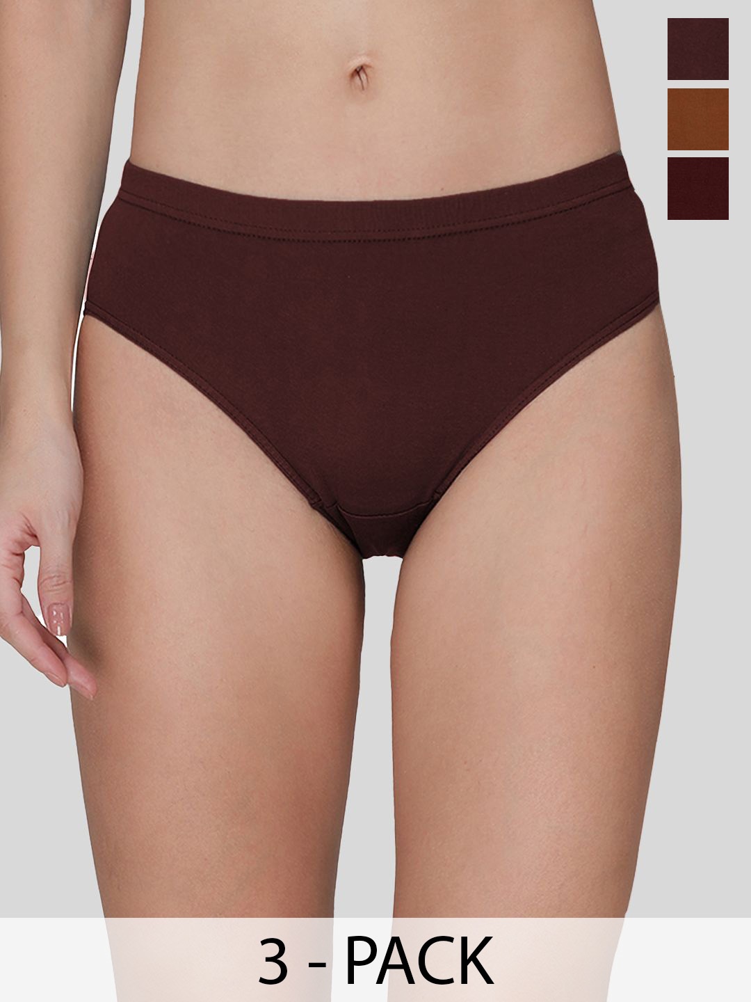 

AMUL COMFY Pack of 3 Cotton Ribbed Briefs AC-PLPANIE-CB-LB-MA-4XL-3PC, Coffee brown