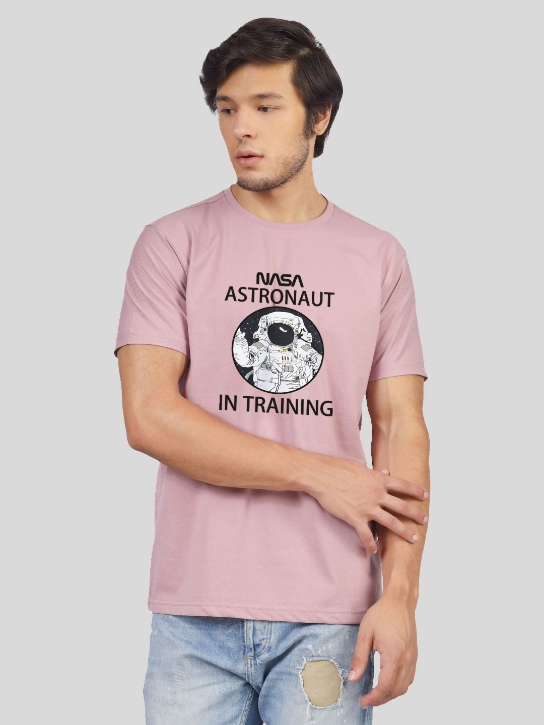 

Greylongg Men Typography Printed Pockets T-shirt, Purple