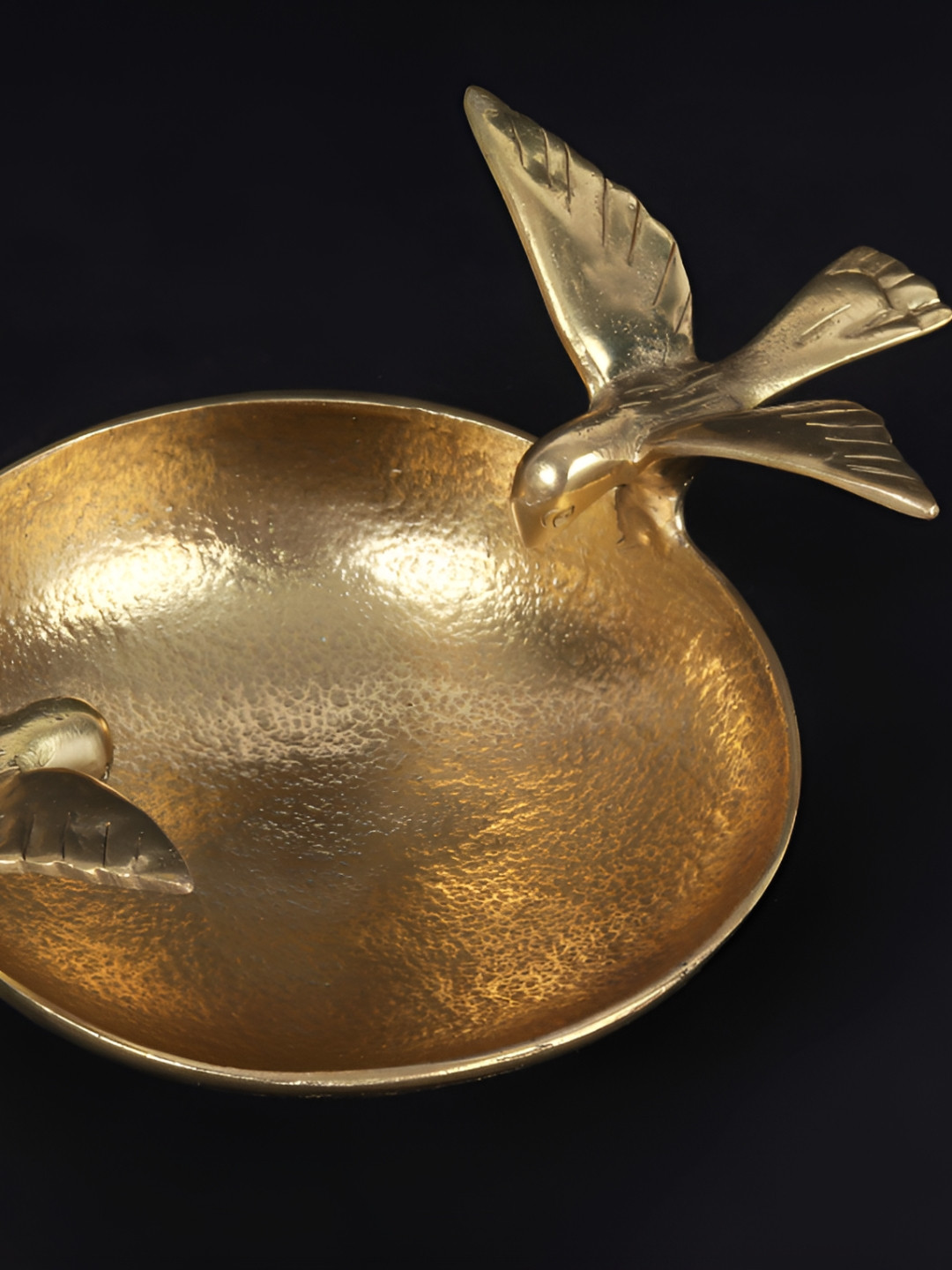 

Exotic India 9" Bowl Urli With Birds in Brass, Gold