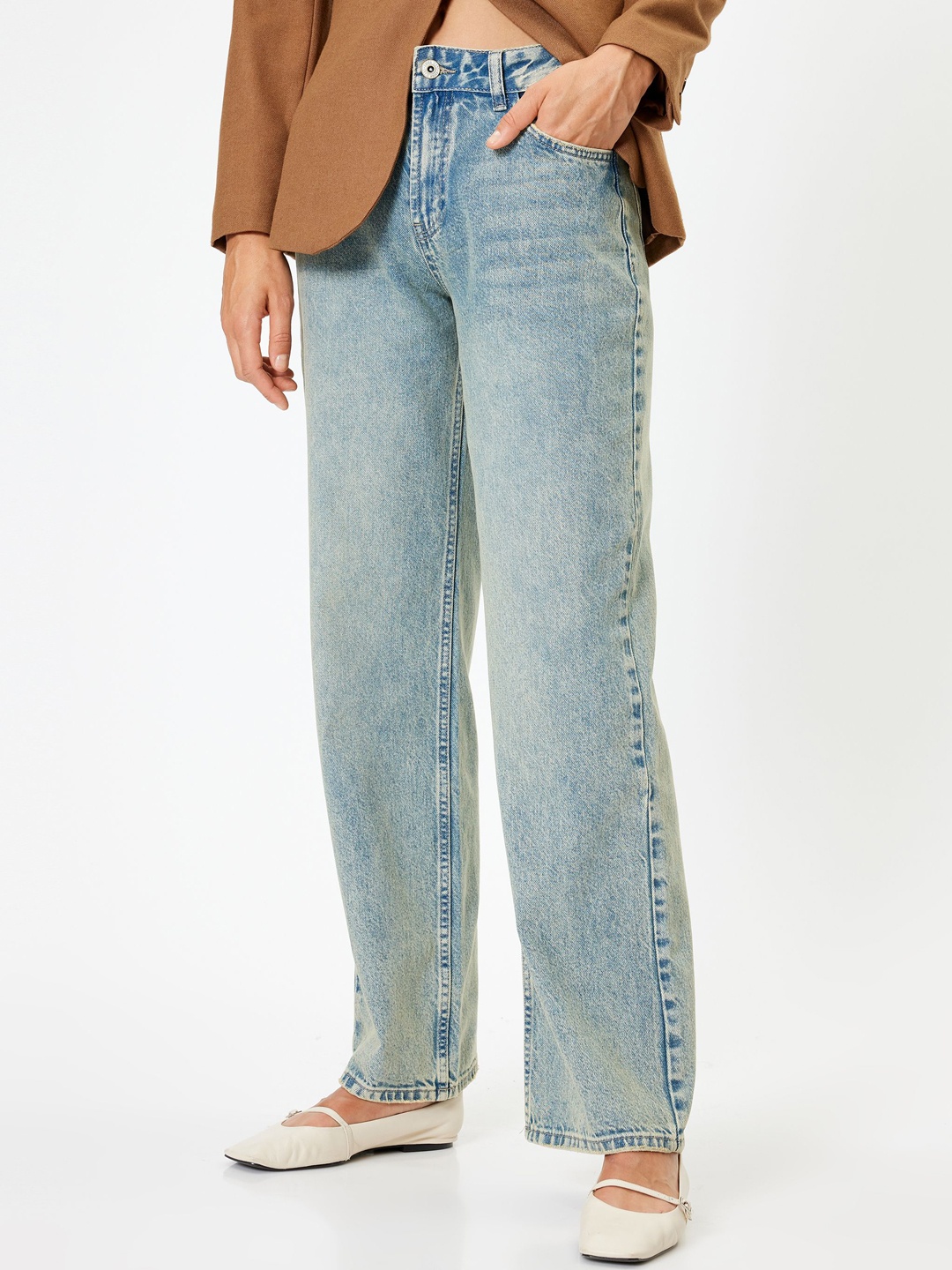 

Koton Women Cotton Straight Fit Trousers, Blue