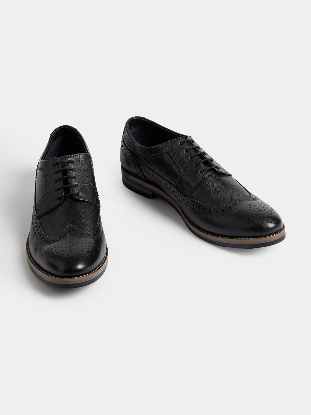 

Marks & Spencer Men Perforations Leather Brogues, Black