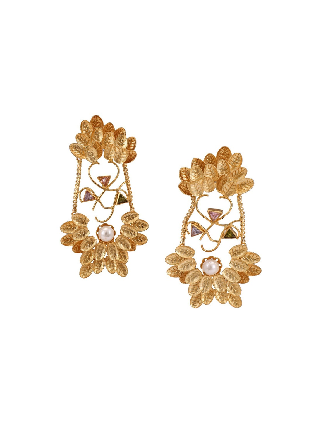 

Trupti Mohta Gold-Plated Pearl Beaded Dazzling Drop Earrings