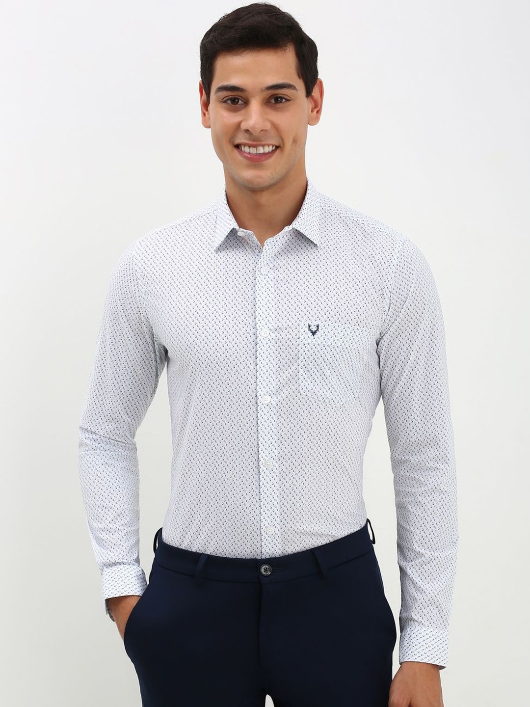 

Allen Solly Men Slim Fit Micro Ditsy Printed Formal Shirt, White