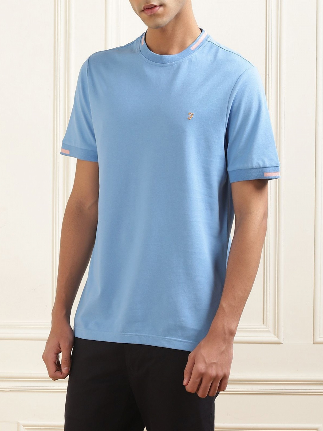 

Farah Men Solid Round Neck Cotton T-shirt, Blue