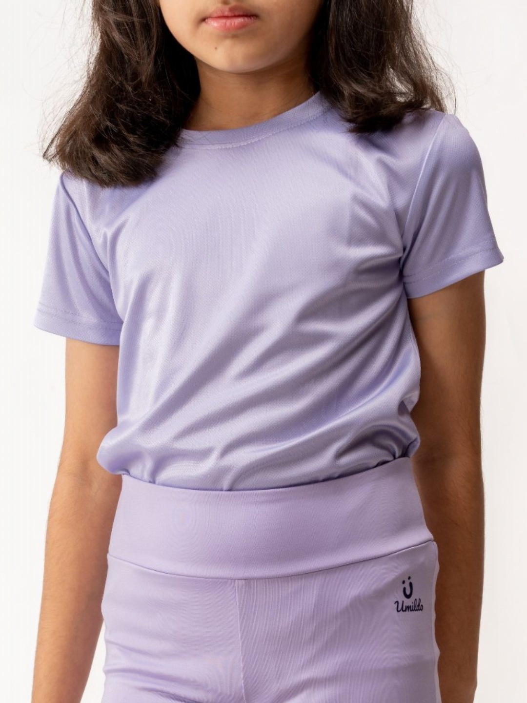 

UMILDO Girls Solid Round Neck Polyester Tshirt, Lavender
