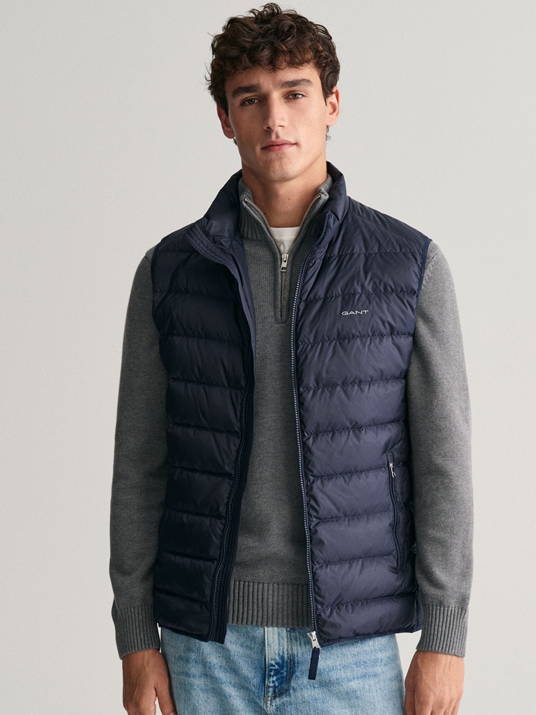 

GANT Men Colourblocked Padded Jacket, Blue