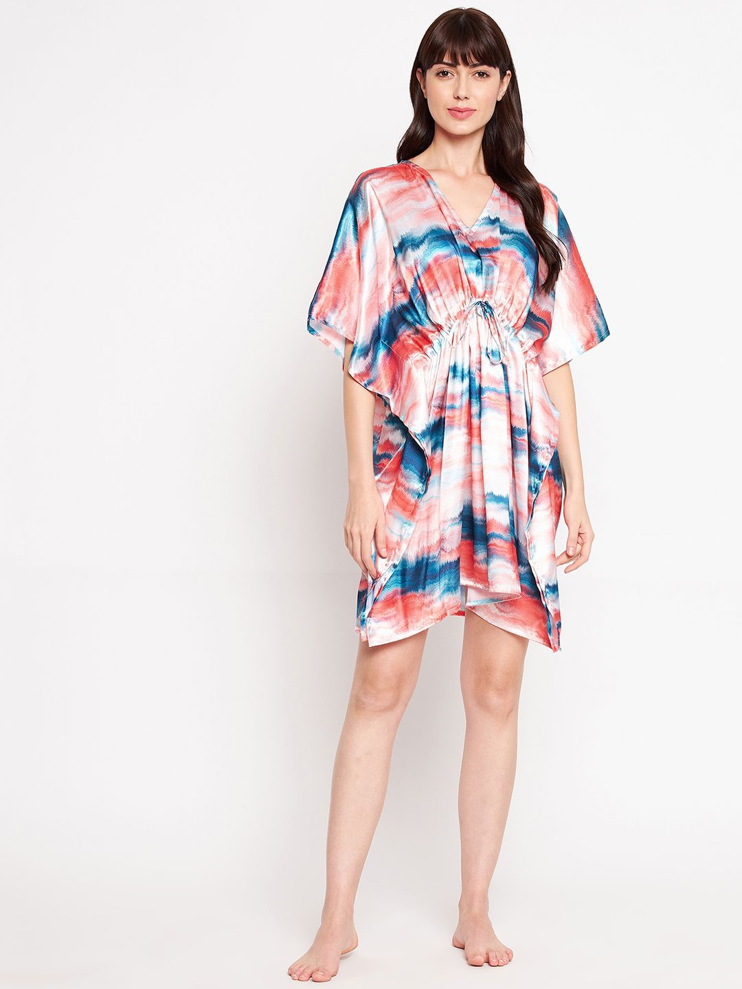 

SECRETS BY ZEROKAATA Abstract Kaftan Nightdress HPSKRP005N-Multi, White