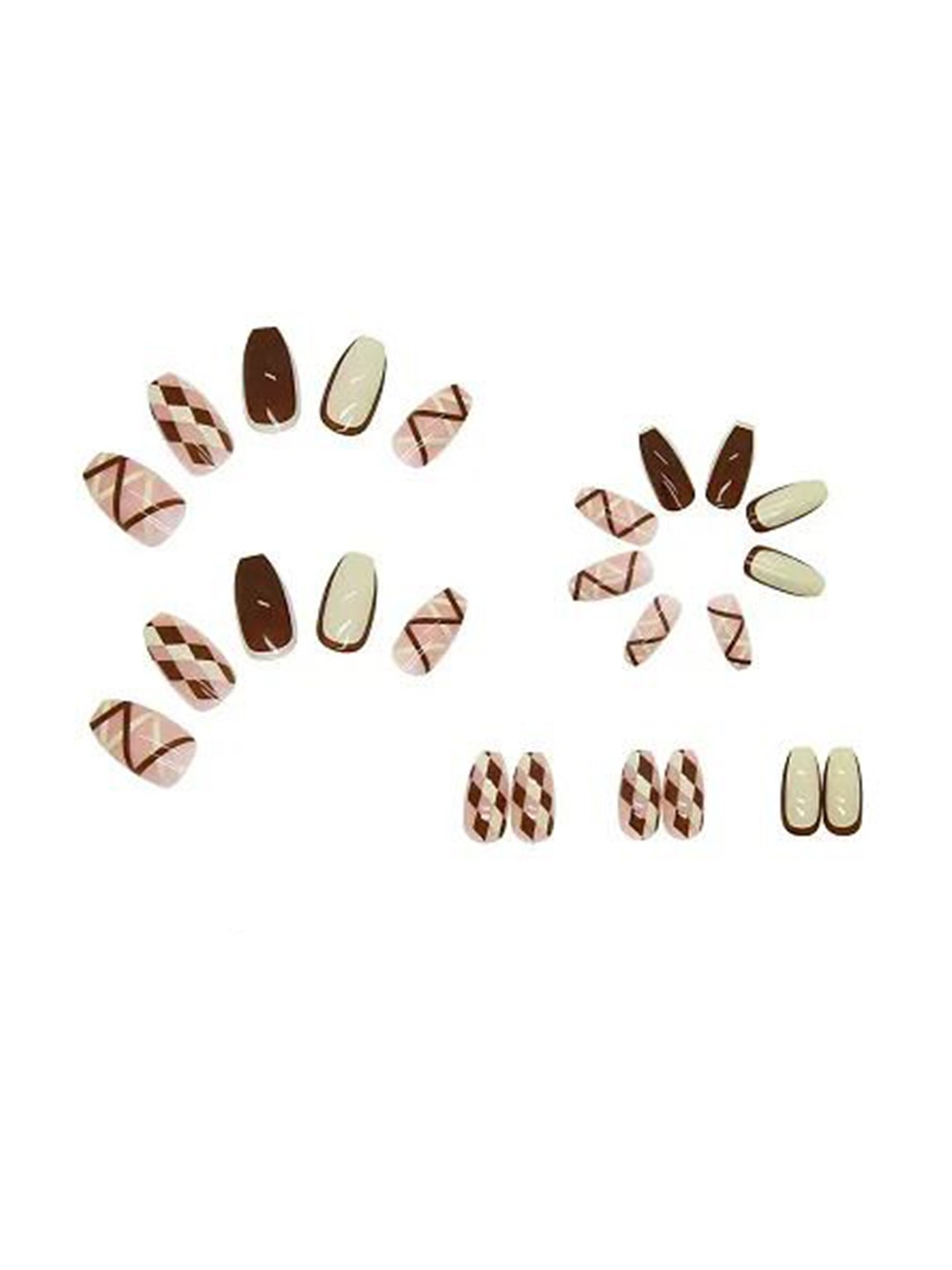 

The Pink Truck Set Of 24 Reusable Artificial Nails - Majenta, Brown