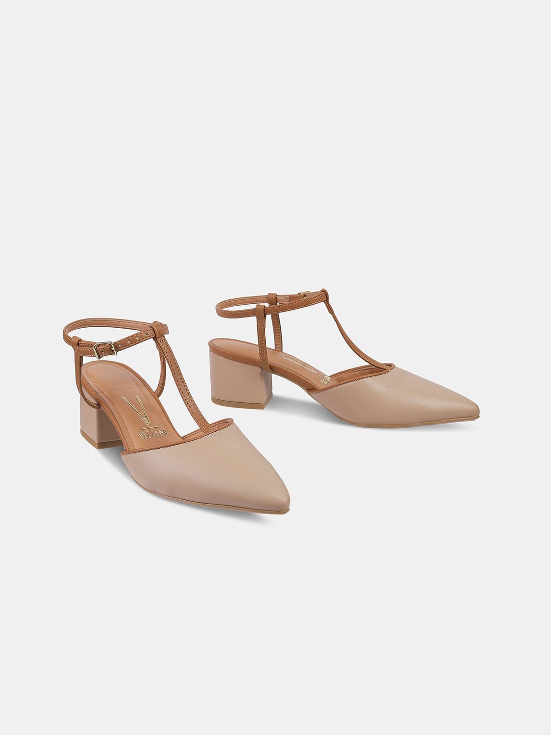 

Vizzano Ankle Loop Block Heels Sandals, Camel brown