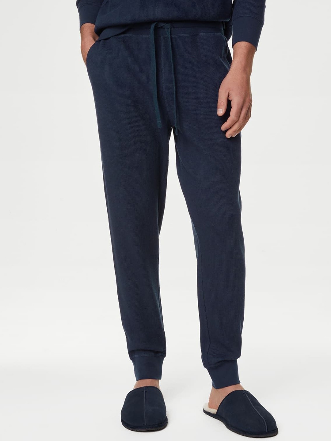 

Marks & Spencer Cotton Mid-Rise Joggers, Navy blue
