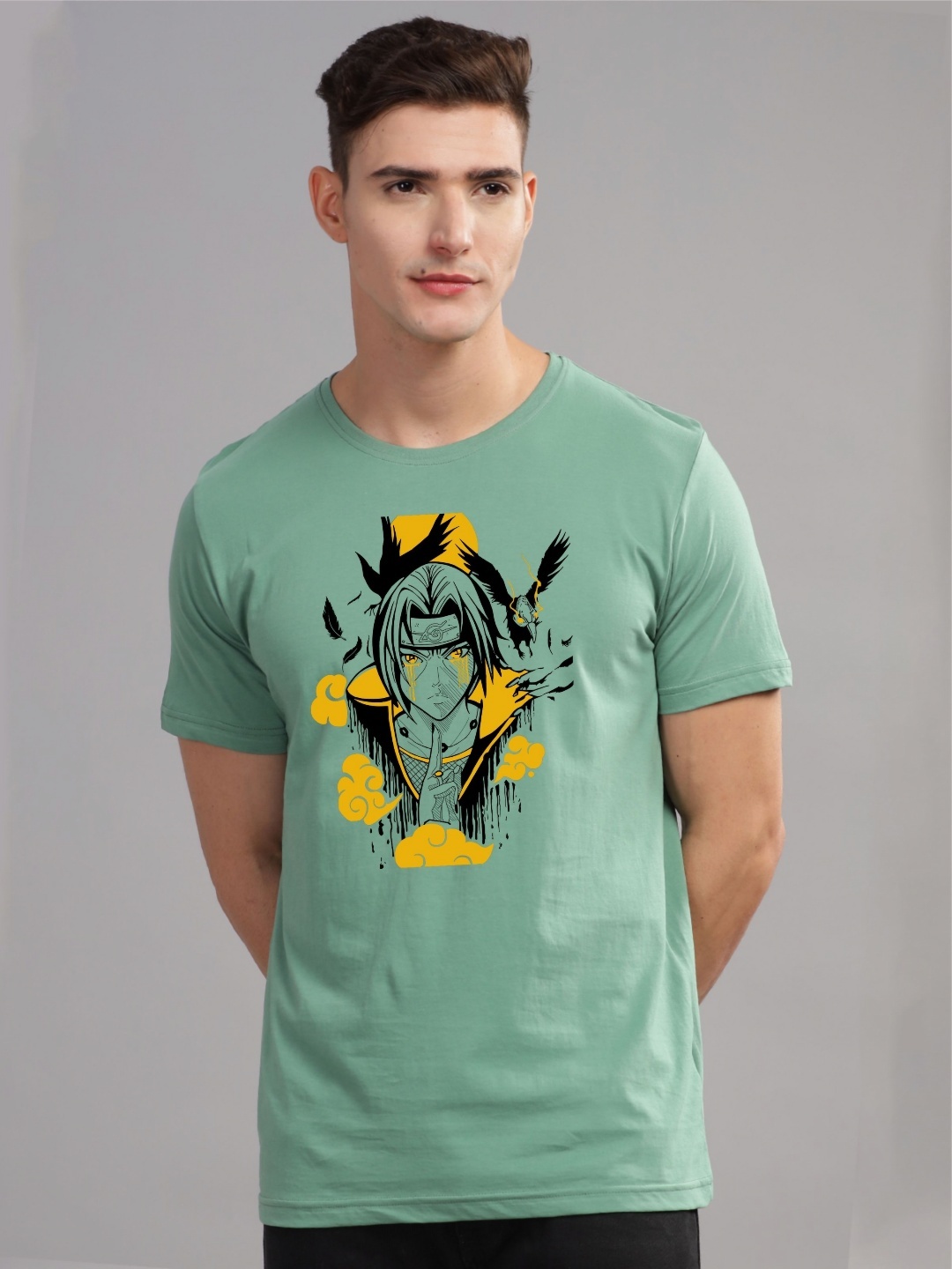 

ADRO Men Printed Applique T-shirt, Sea green