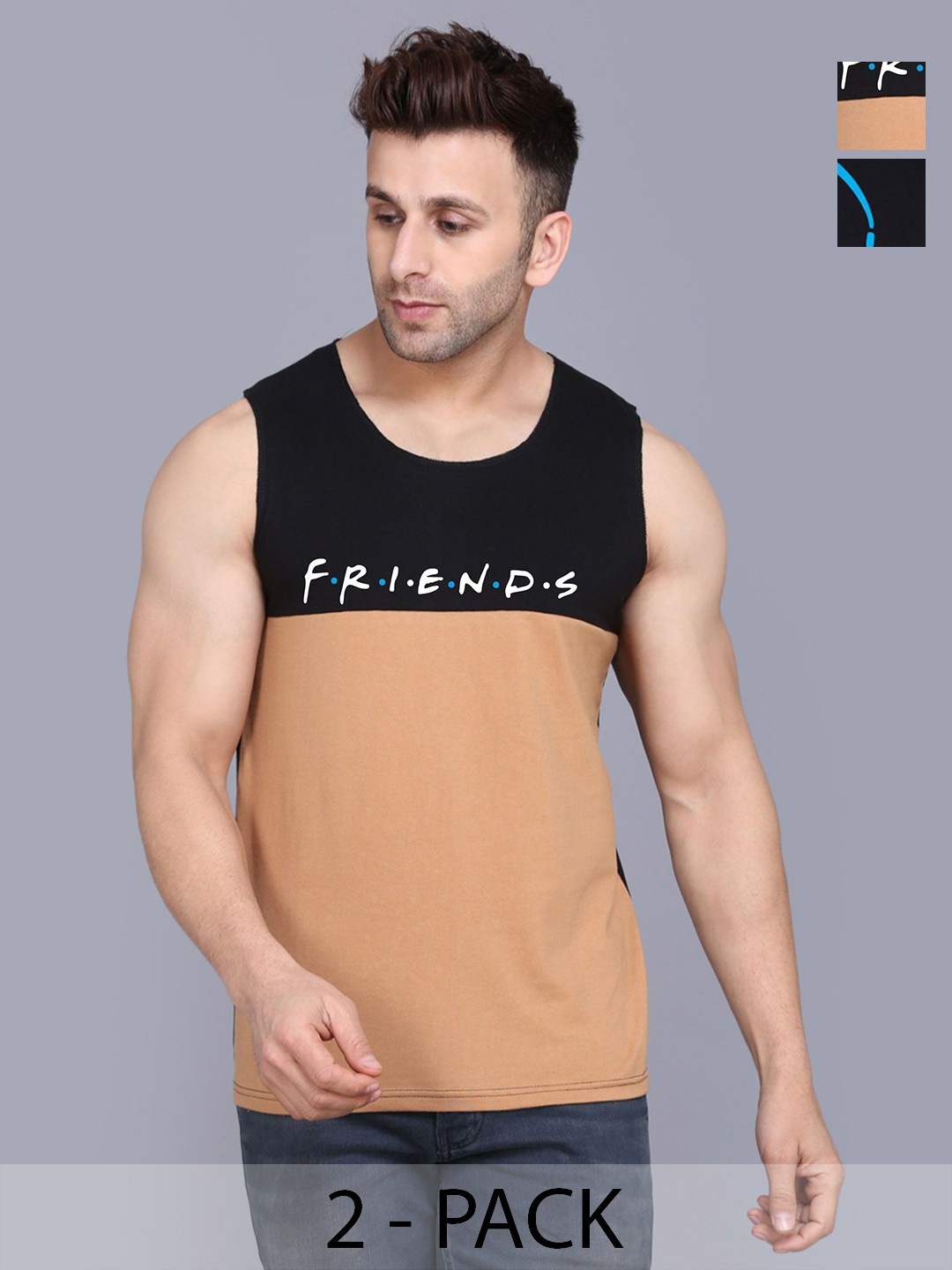 

SLOWLORIS Men Pack Of 2 Typography Printed Round Neck Cotton Slim Fit T-shirts, Black