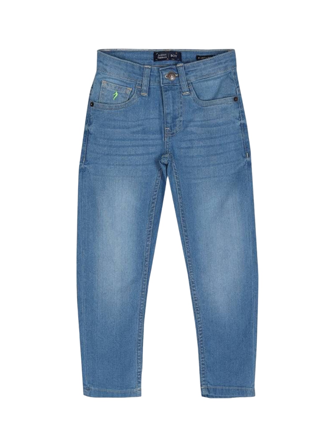 

Indian Terrain Boys Classic Tapered Fit Mid-Rise Light Fade Jeans, Blue