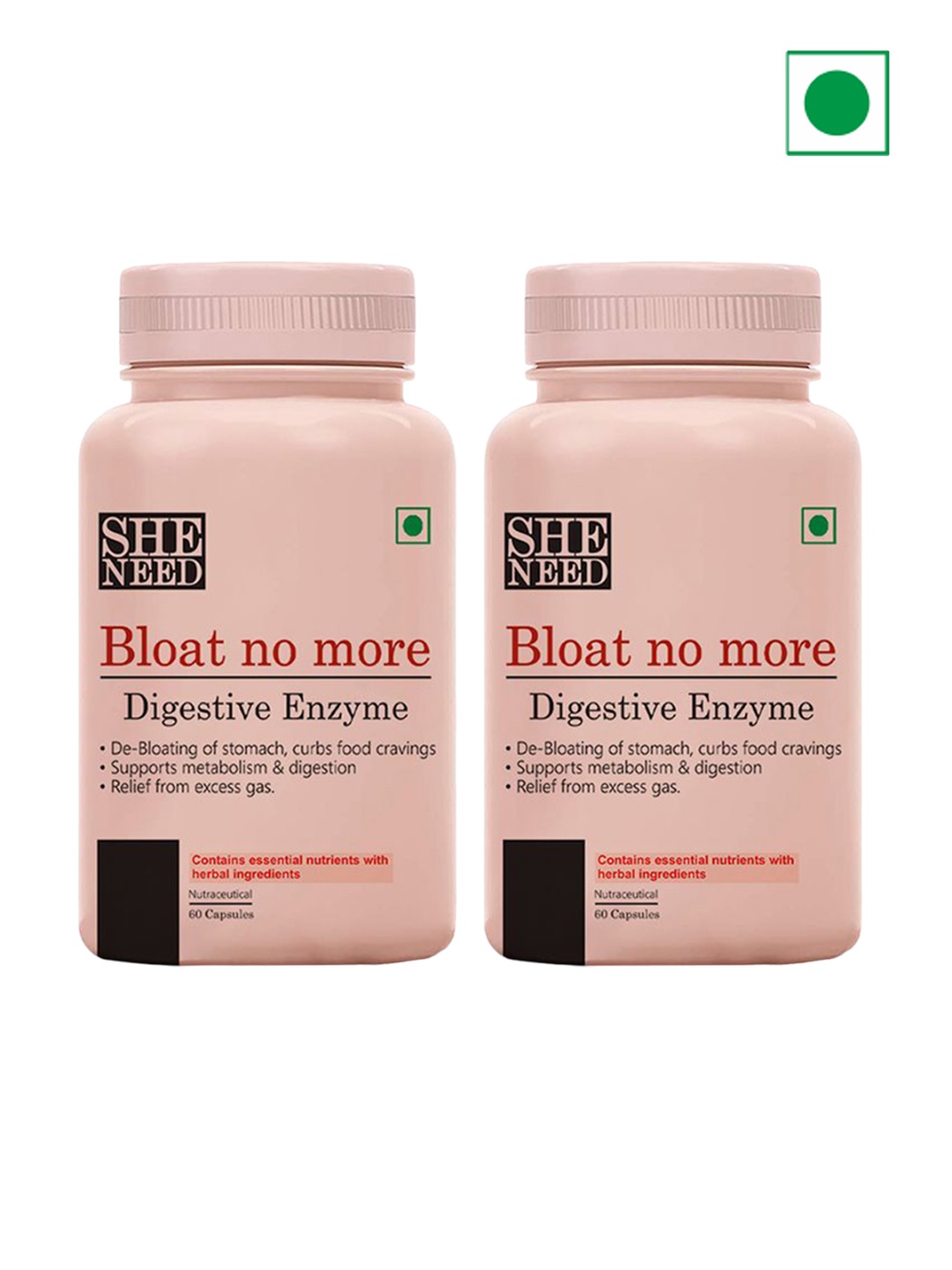 

SHENEED Set Of 2 Bloat No More Capsules - 60 Capsules Each, White