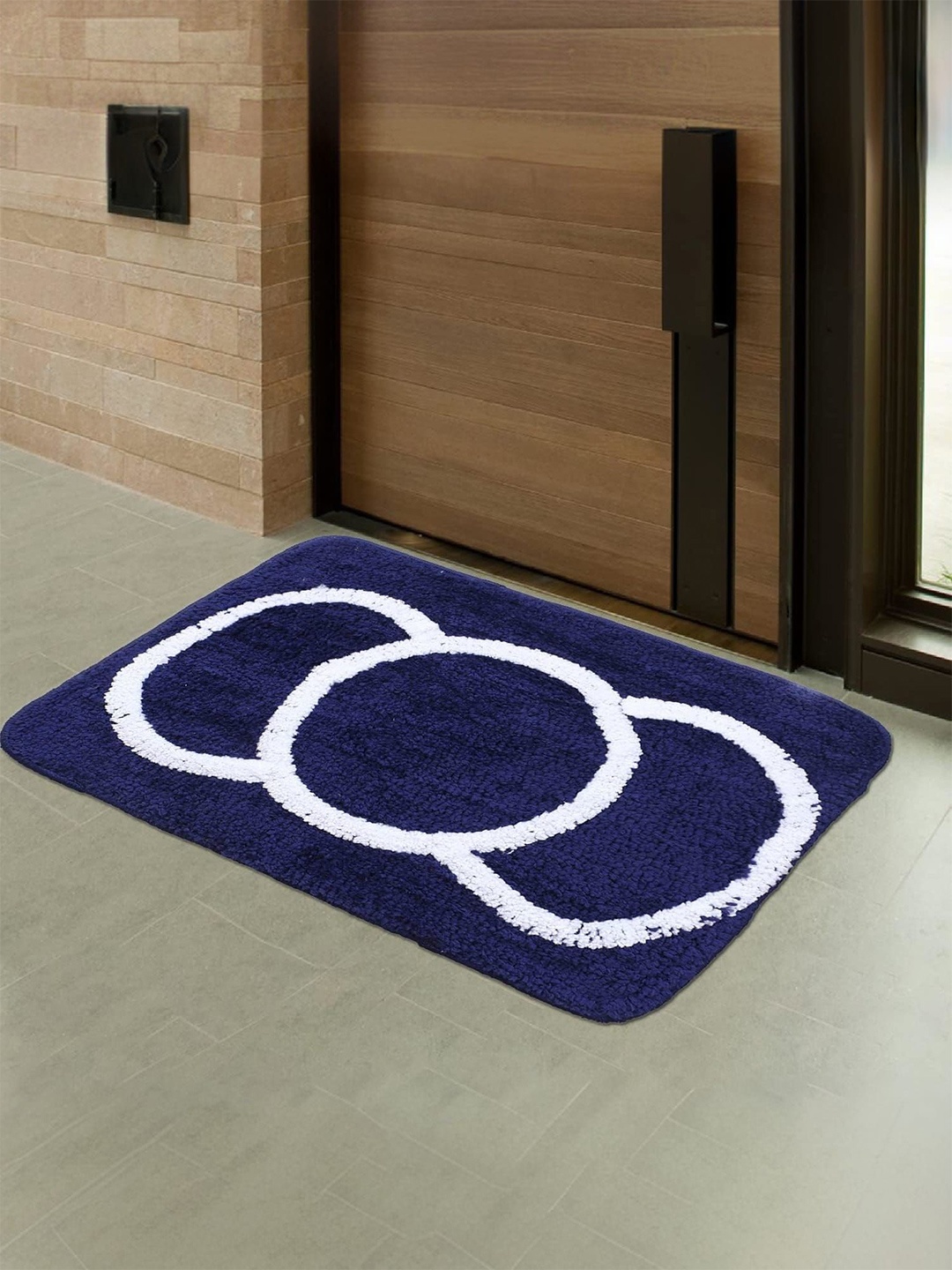 

Kuber Industries Blue & Grey 6 Pieces Printed Micrfoiber Anti Slip Doormats