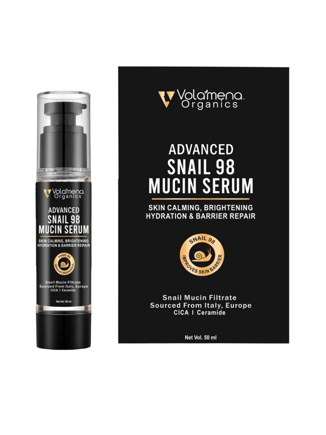 

Volamena Calming & Brightening Advanced Snail 98 Mucin Serum- 50ml, Black