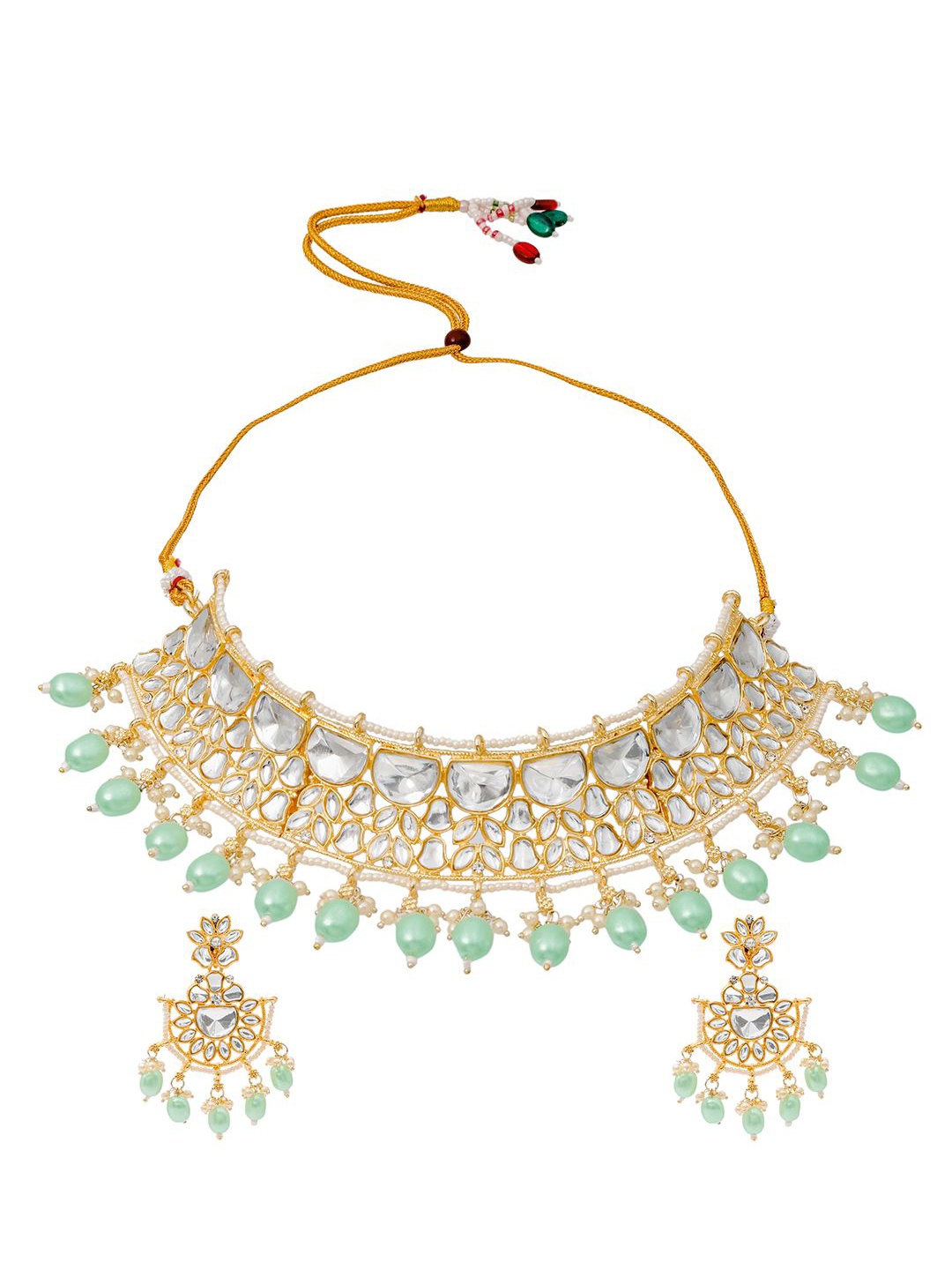 

Shining Jewel - By Shivansh Gold-Plated Cubic Zirconia Studded Jewellery Set