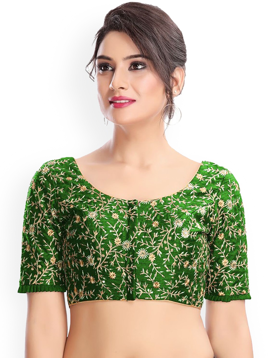 

Mmore Embroidered Saree Blouse, Green