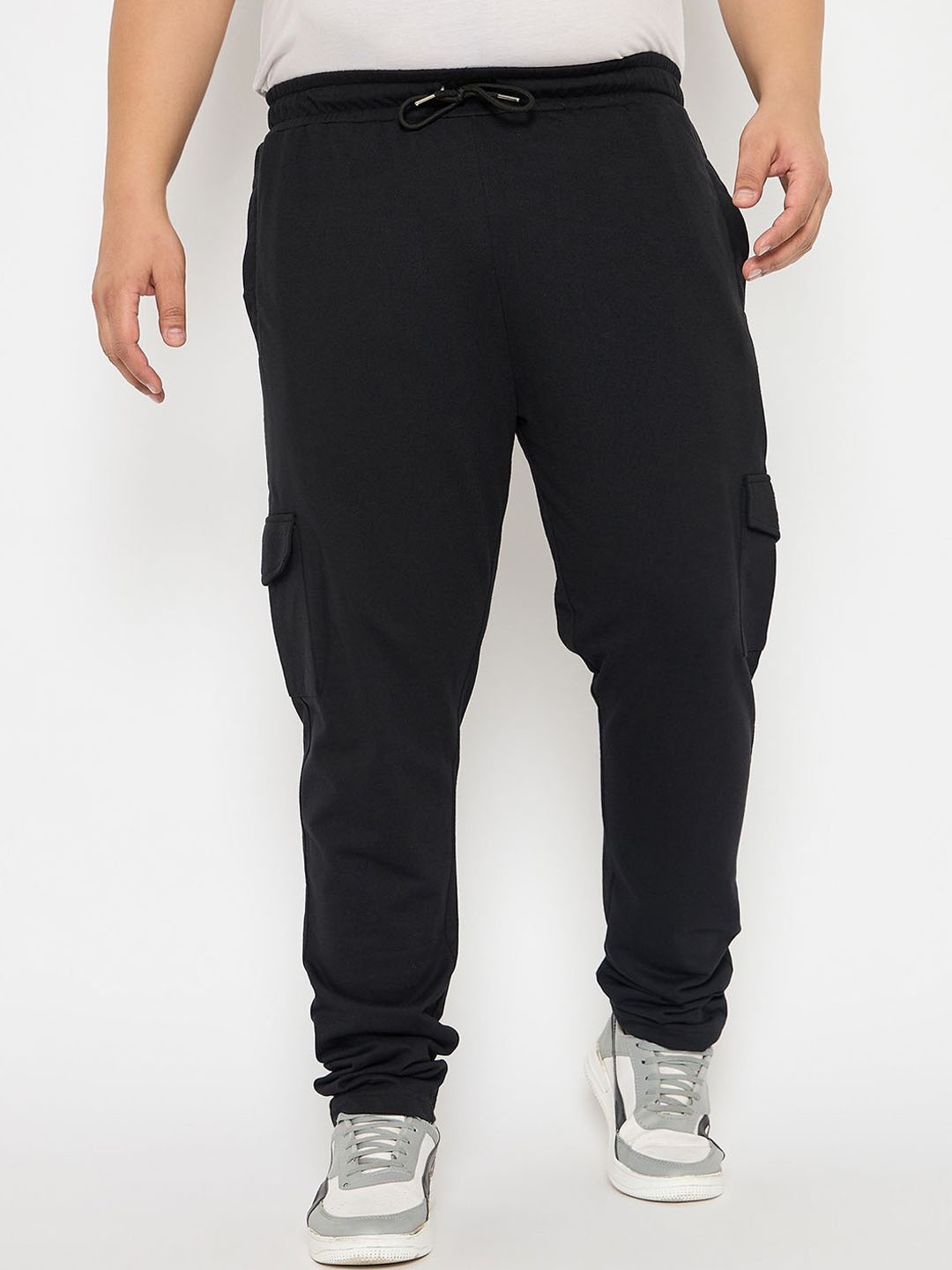 

Adobe Men Mid Rise Plus Size Track Pants, Black