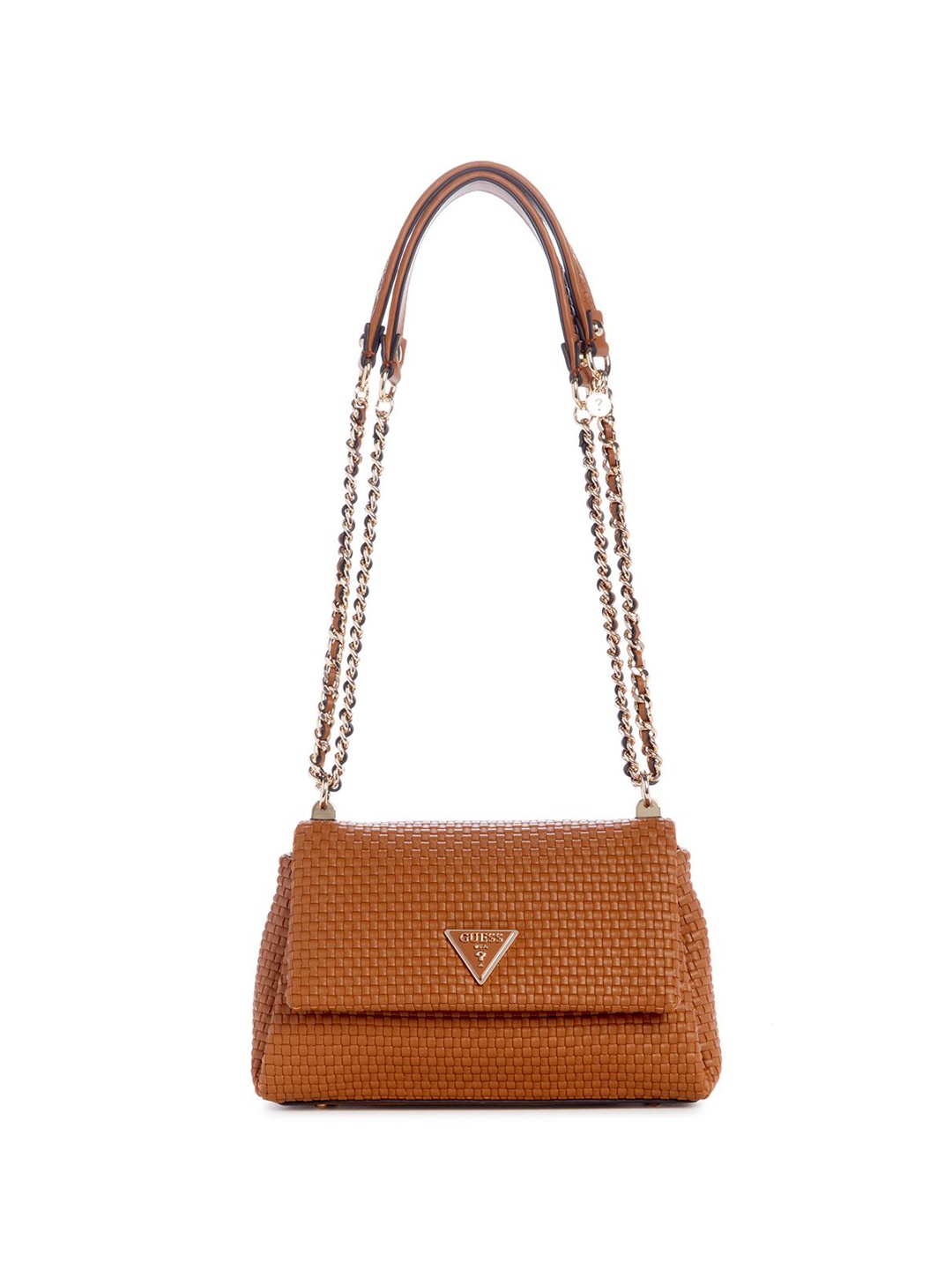 

GUESS PU Structured Shoulder Bag with Bow Detail, Brown