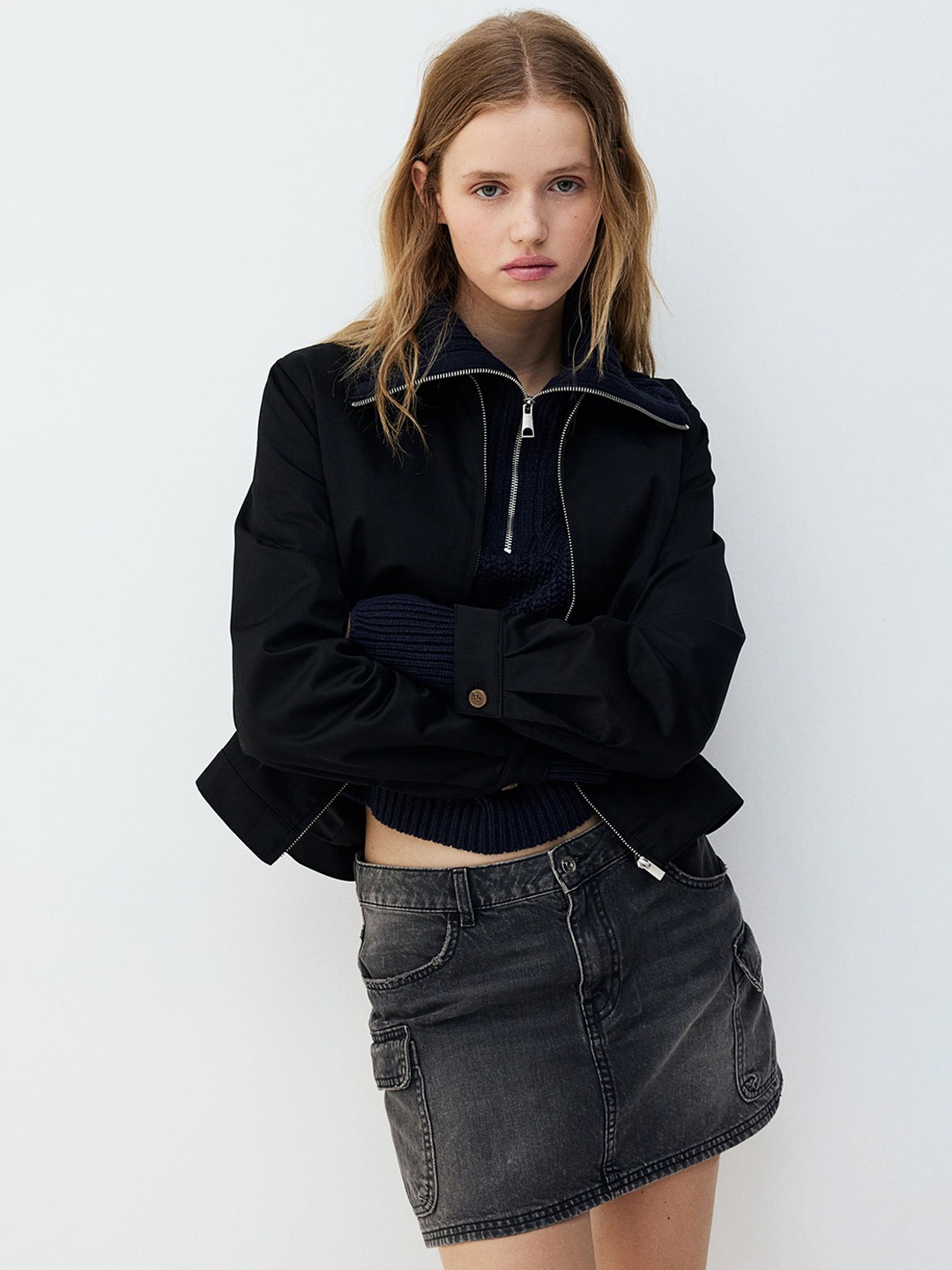 

H&M Women Twill Jacket, Black