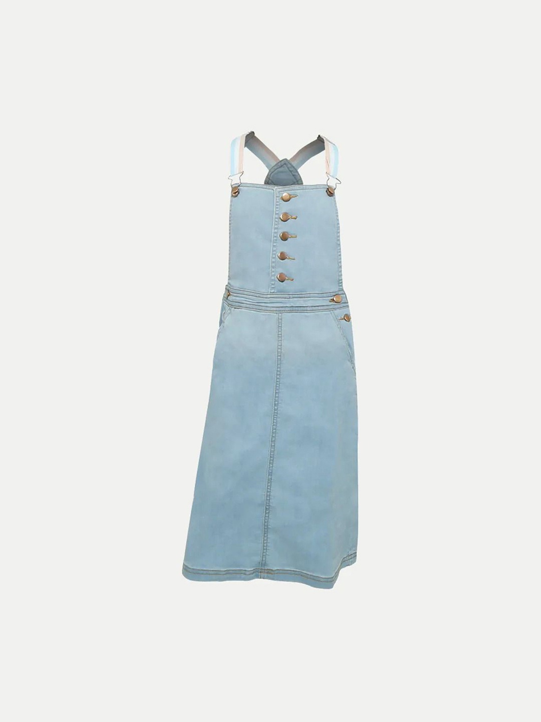 

BAESD Girls Denim Pinafore Midi Dress, Blue