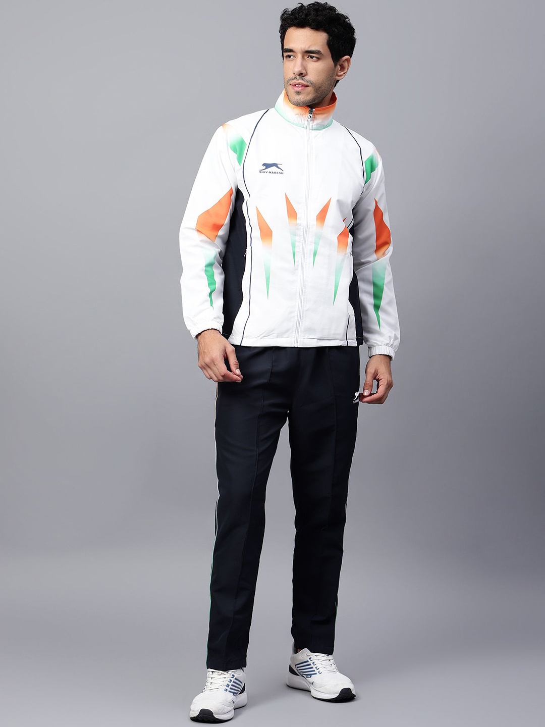 

Shiv Naresh Printed Mock Collar Tracksuit, White