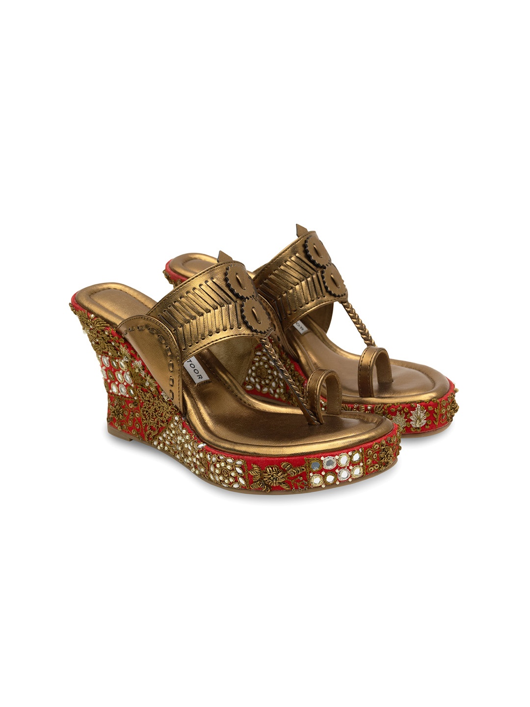 

Aprajita Toor Ethnic Wedge Sandals, Copper