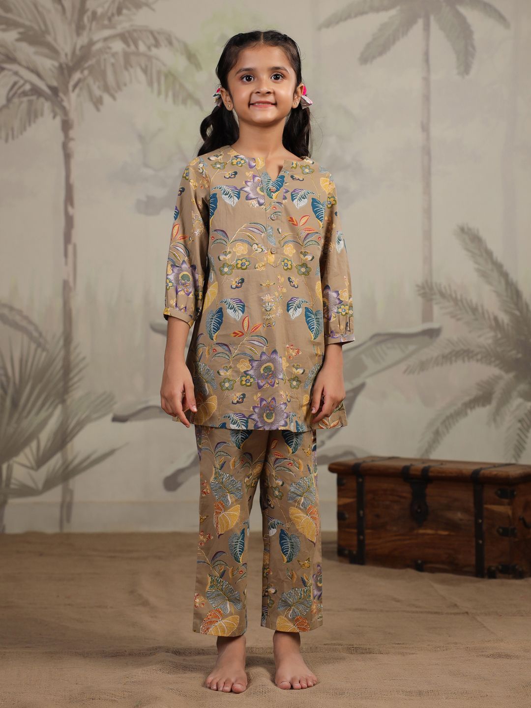 

SANSKRUTIHOMES Girls Tropical Night suit SE-NSP-KID-291-Beige