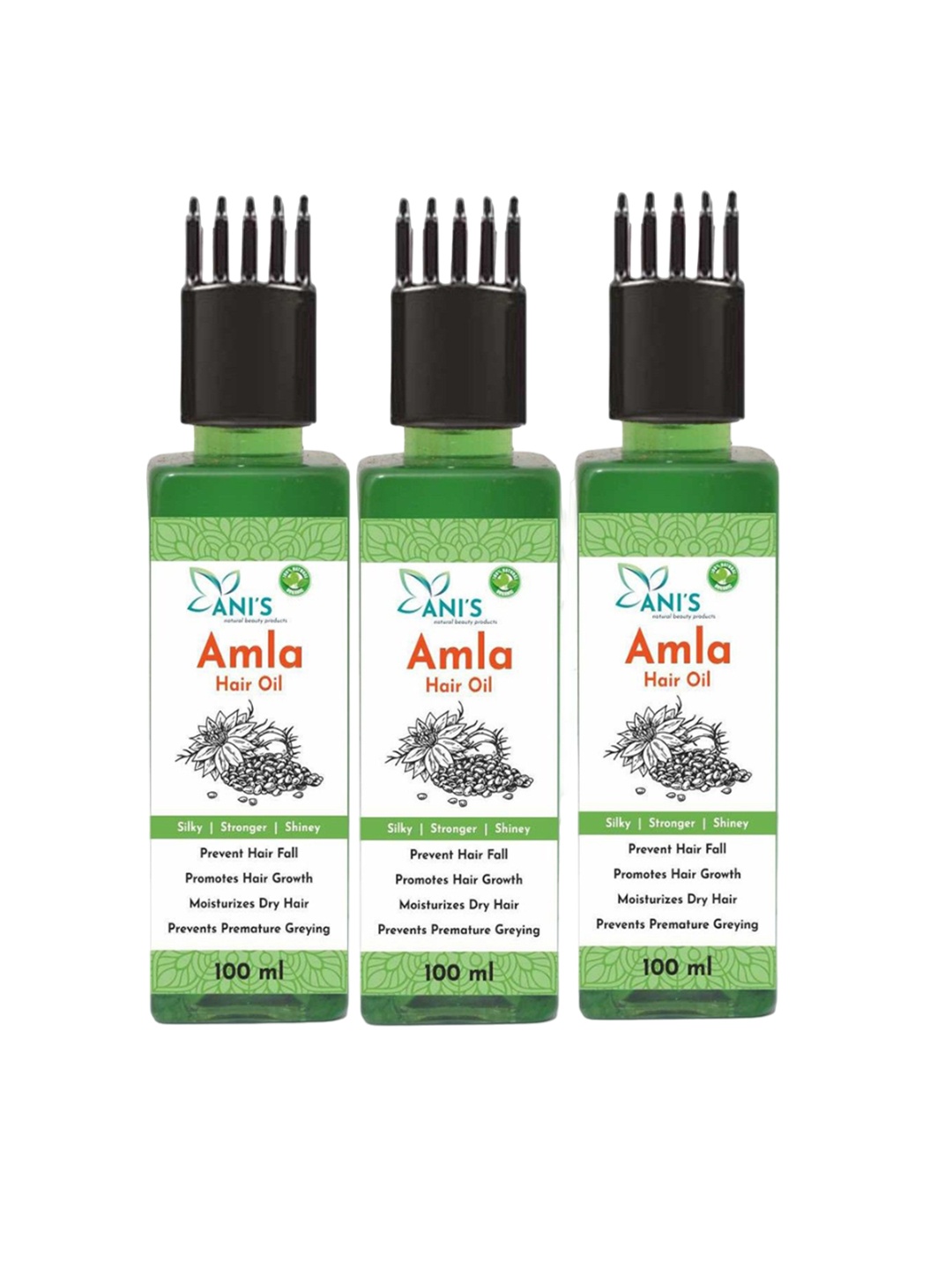 

ANI'S Set Of 3 Amla Hair Oil For Strong & Silky Hairs - 100ml Each, Green