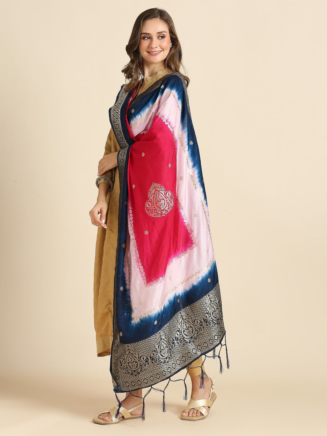 

Dupatta Bazaar Ethnic Motifs Woven Design Dupatta, Fuchsia