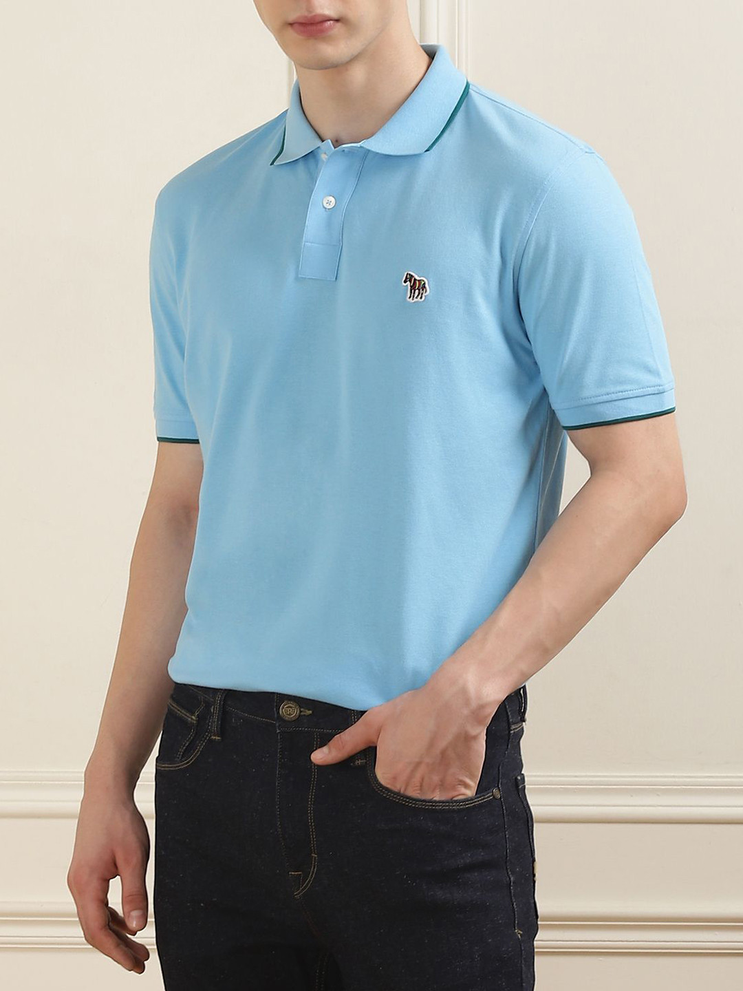 

PS By Paul Smith Men Polo Collar Drop-Shoulder Sleeves Applique T-shirt, Na