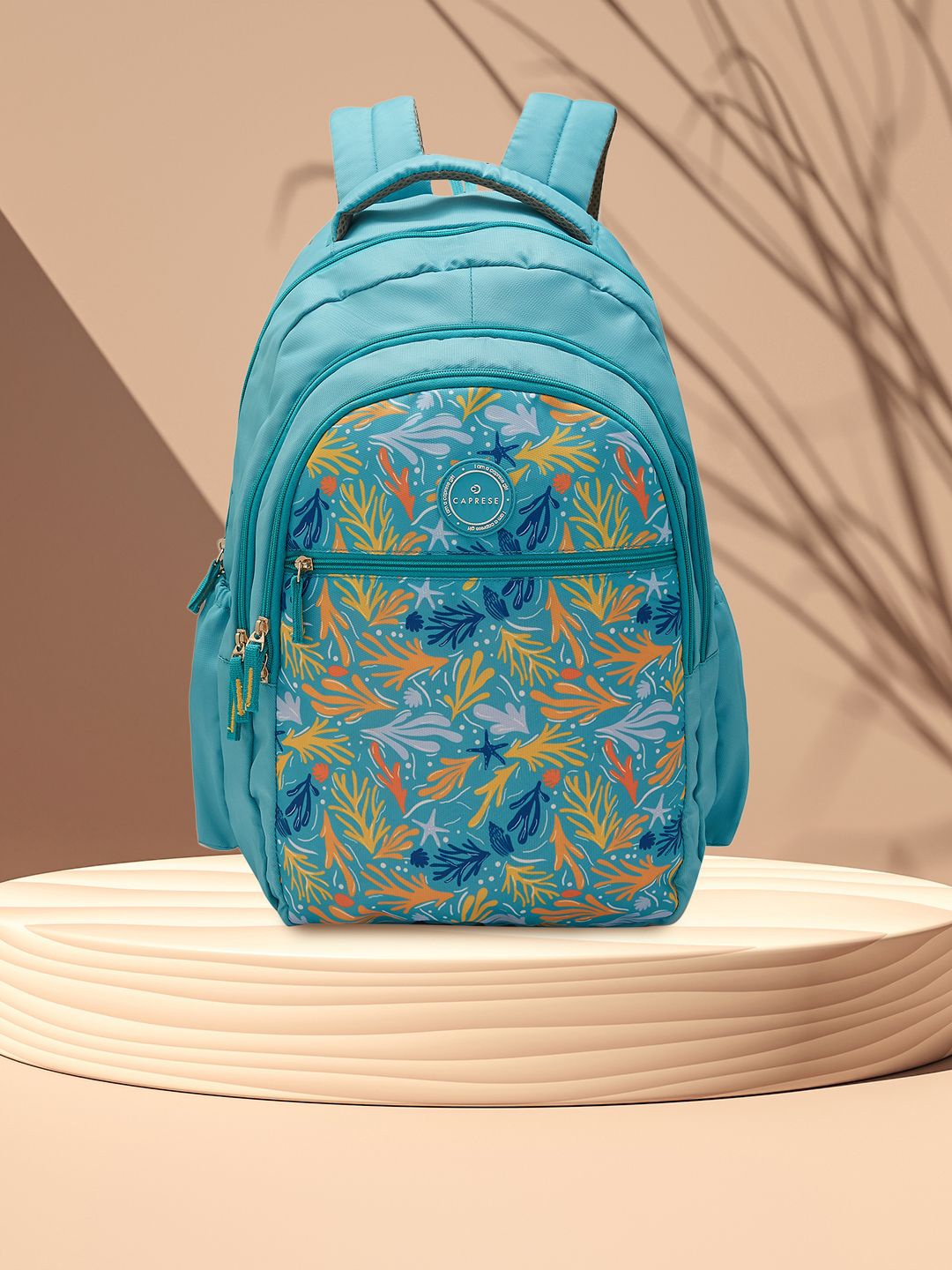 

Caprese Women Graphic Backpack, Turquoise blue