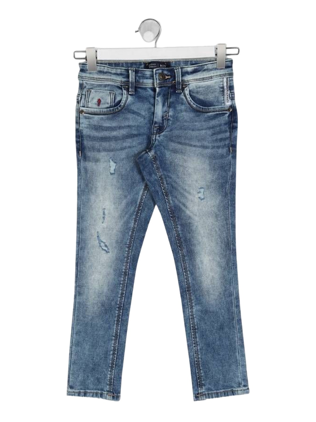 

Indian Terrain Boys Classic Low Distress Heavy Fade Denim Jeans, Blue