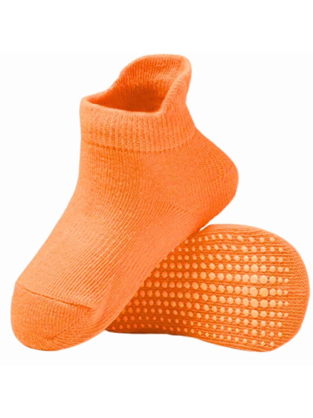 

AHC Kids Cotton Anti Skid Ankle Length Socks, Orange